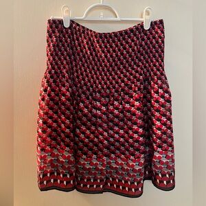 Max Studio Red and Black Satiny Skater Skirt